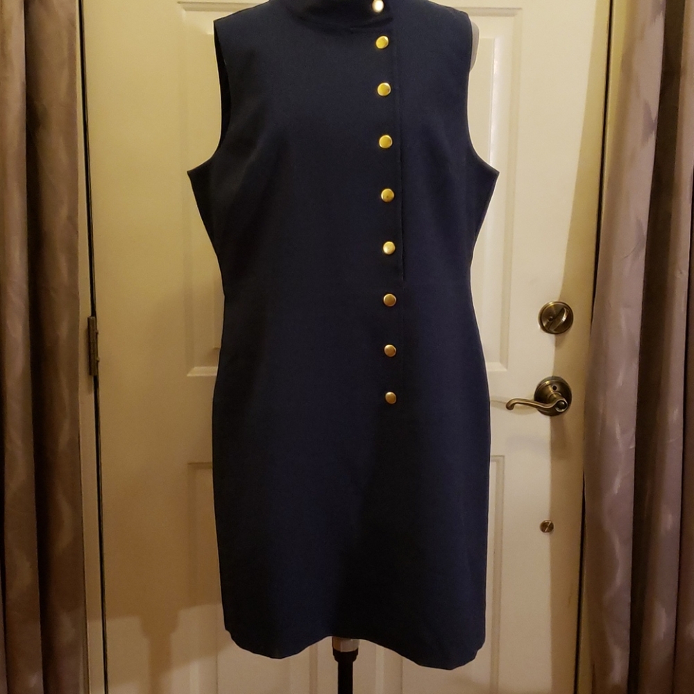 Eva Mendes Military-style Sheath Dress